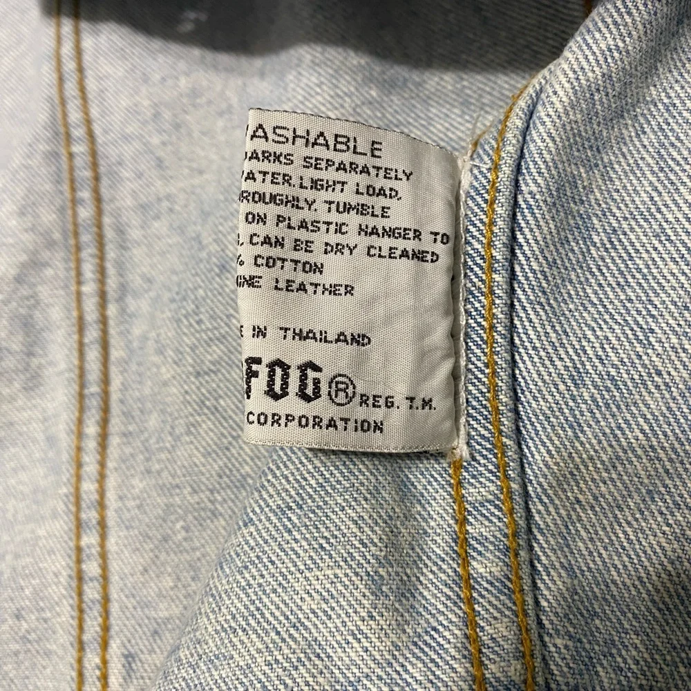 London Fog, Blue Denim Jacket with Brown leather Collar - Picture 11 of 15